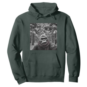 Funny Bigfoot Selfie Hoodie Sasquatch Alien UFO Christmas TS14 Dark Forest Green Print Your Wear
