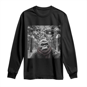 Funny Bigfoot Selfie Long Sleeve Shirt Sasquatch Alien UFO Christmas TS14 Black Print Your Wear