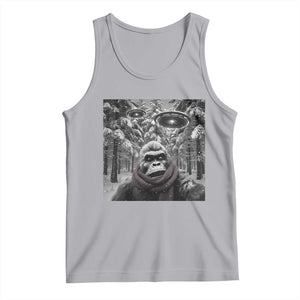 Funny Bigfoot Selfie Tank Top Sasquatch Alien UFO Christmas TS14 Athletic Heather Print Your Wear