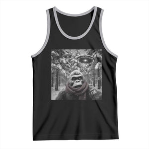 Funny Bigfoot Selfie Tank Top Sasquatch Alien UFO Christmas TS14 Black Athletic Heather Print Your Wear