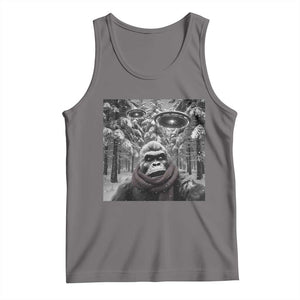 Funny Bigfoot Selfie Tank Top Sasquatch Alien UFO Christmas TS14 Deep Heather Print Your Wear
