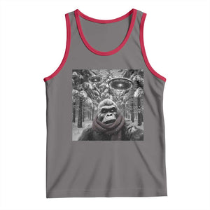 Funny Bigfoot Selfie Tank Top Sasquatch Alien UFO Christmas TS14 Deep Heather Red Print Your Wear