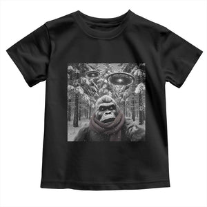 Funny Bigfoot Selfie Toddler T Shirt Sasquatch Alien UFO Christmas TS14 Black Print Your Wear