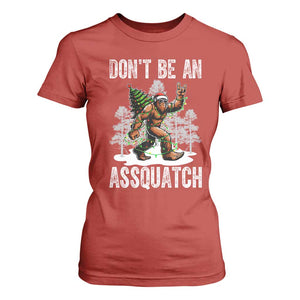 Funny Bigfoot Christmas T Shirt For Women Do Not Be An Assquatch TS14 Red Print Your Wear