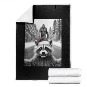 Funny Racoon With Bigfoot Selfie Christmas Throw Blanket TS14 Black Print Your Wear