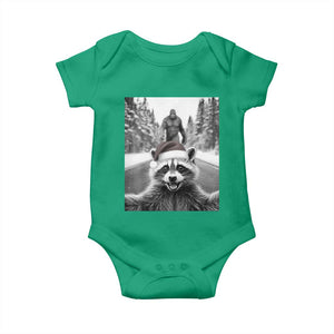 Funny Racoon With Bigfoot Selfie Christmas Baby Onesie TS14 Irish Green Print Your Wear