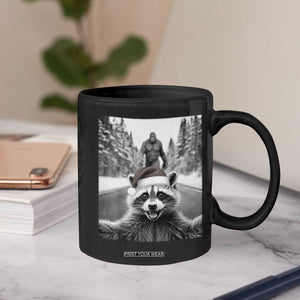 Funny Racoon With Bigfoot Selfie Christmas Coffee Mug TS14 Print Your Wear
