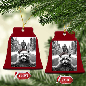 Funny Racoon With Bigfoot Selfie Xmas Ceramic Ornament TS14 Print Your Wear