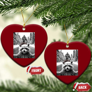 Funny Racoon With Bigfoot Selfie Xmas Ceramic Ornament TS14 Print Your Wear