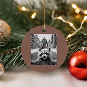 Funny Racoon With Bigfoot Selfie Xmas Ceramic Ornament TS14 1pc Mocha Print Your Wear