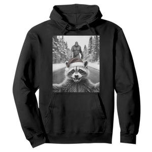 Funny Racoon With Bigfoot Selfie Christmas Hoodie TS14 Black Print Your Wear
