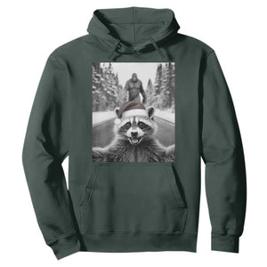 Funny Racoon With Bigfoot Selfie Christmas Hoodie TS14 Dark Forest Green Print Your Wear
