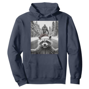 Funny Racoon With Bigfoot Selfie Christmas Hoodie TS14 Navy Print Your Wear