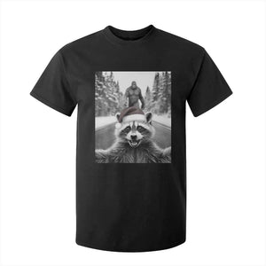 Funny Racoon With Bigfoot Selfie Christmas T Shirt For Kid TS14 Black Print Your Wear