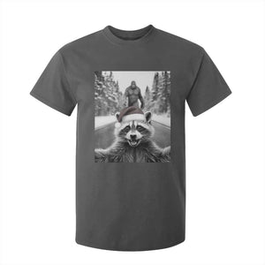 Funny Racoon With Bigfoot Selfie Christmas T Shirt For Kid TS14 Dark Heather Print Your Wear