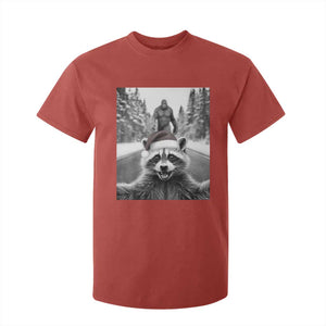 Funny Racoon With Bigfoot Selfie Christmas T Shirt For Kid TS14 Red Print Your Wear