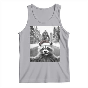 Funny Racoon With Bigfoot Selfie Christmas Tank Top TS14 Athletic Heather Print Your Wear
