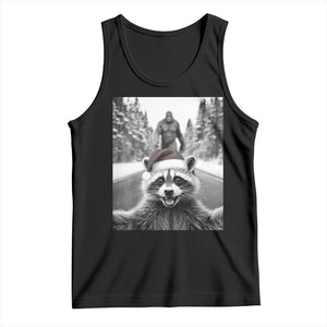 Funny Racoon With Bigfoot Selfie Christmas Tank Top TS14 Black Print Your Wear