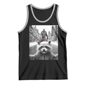 Funny Racoon With Bigfoot Selfie Christmas Tank Top TS14 Black Athletic Heather Print Your Wear