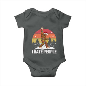 Funny Bigfoot Christmas Baby Onesie I Hate People TS14 Dark Heather Print Your Wear
