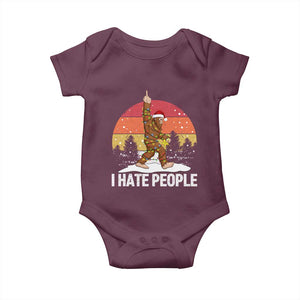 Funny Bigfoot Christmas Baby Onesie I Hate People TS14 Maroon Print Your Wear