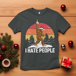Funny Bigfoot Christmas T Shirt I Hate People TS14 Dark Heather Print Your Wear