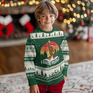 Funny Bigfoot Xmas Ugly Christmas Sweater I Hate People TS14 Forest Green Beige Print Your Wear