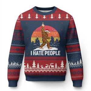Funny Bigfoot Xmas Ugly Christmas Sweater I Hate People TS14 Navy Red Print Your Wear
