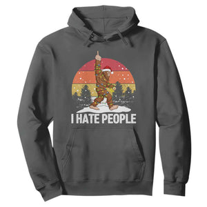 Funny Bigfoot Christmas Hoodie I Hate People TS14 Dark Heather Print Your Wear