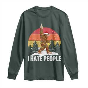 Funny Bigfoot Christmas Long Sleeve Shirt I Hate People TS14 Dark Forest Green Print Your Wear