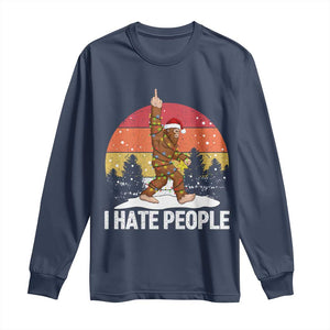 Funny Bigfoot Christmas Long Sleeve Shirt I Hate People TS14 Navy Print Your Wear