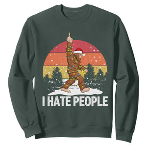 Funny Bigfoot Christmas Sweatshirt I Hate People TS14 Dark Forest Green Print Your Wear