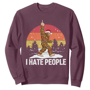 Funny Bigfoot Christmas Sweatshirt I Hate People TS14 Maroon Print Your Wear