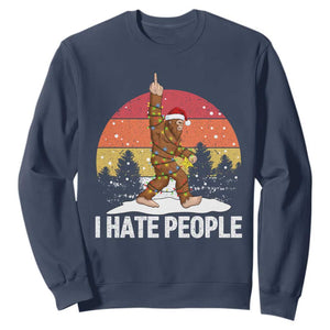 Funny Bigfoot Christmas Sweatshirt I Hate People TS14 Navy Print Your Wear