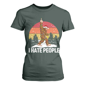 Funny Bigfoot Christmas T Shirt For Women I Hate People TS14 Dark Forest Green Print Your Wear