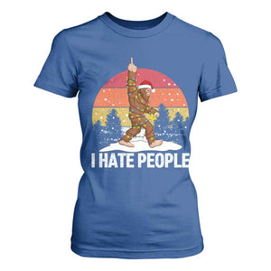 Funny Bigfoot Christmas T Shirt For Women I Hate People TS14 Royal Blue Print Your Wear