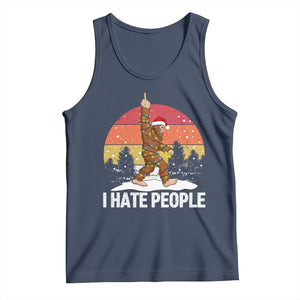Funny Bigfoot Christmas Tank Top I Hate People TS14 Navy Print Your Wear