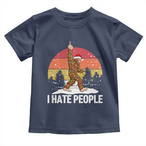 Funny Bigfoot Christmas Toddler T Shirt I Hate People TS14 Navy Print Your Wear