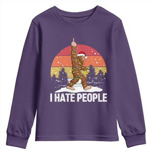 Funny Bigfoot Christmas Youth Sweatshirt I Hate People TS14 Purple Print Your Wear