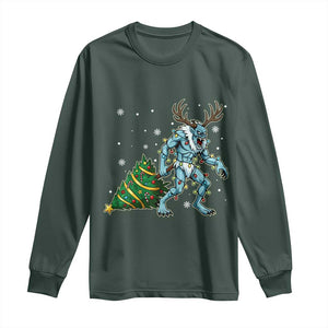 Wendigo Monster Long Sleeve Shirt Cryptid Mythical Christmas TS14 Dark Forest Green Print Your Wear