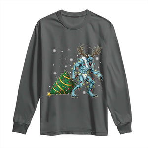 Wendigo Monster Long Sleeve Shirt Cryptid Mythical Christmas TS14 Dark Heather Print Your Wear