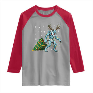 Wendigo Monster Raglan Shirt Cryptid Mythical Christmas TS14 Sport Gray Red Print Your Wear