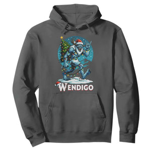 Funny Wendigo Monster Christmas Hoodie Rock On Hand Meme Xmas TS14 Dark Heather Print Your Wear