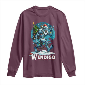 Funny Wendigo Monster Christmas Long Sleeve Shirt Rock On Hand Meme Xmas TS14 Maroon Print Your Wear