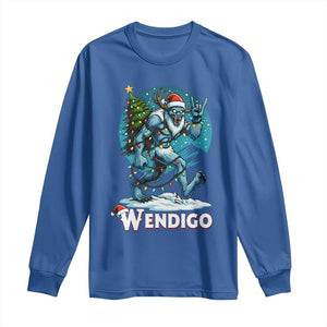 Funny Wendigo Monster Christmas Long Sleeve Shirt Rock On Hand Meme Xmas TS14 Royal Blue Print Your Wear