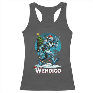 Funny Wendigo Monster Christmas Racerback Tank Top Rock On Hand Meme Xmas TS14 Dark Heather Print Your Wear