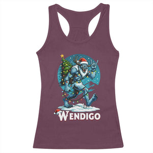 Funny Wendigo Monster Christmas Racerback Tank Top Rock On Hand Meme Xmas TS14 Maroon Print Your Wear