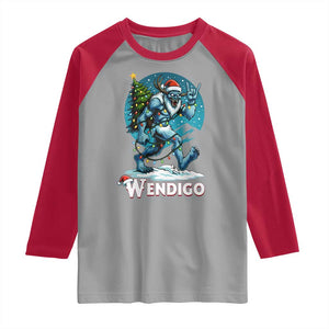 Funny Wendigo Monster Christmas Raglan Shirt Rock On Hand Meme Xmas TS14 Sport Gray Red Print Your Wear