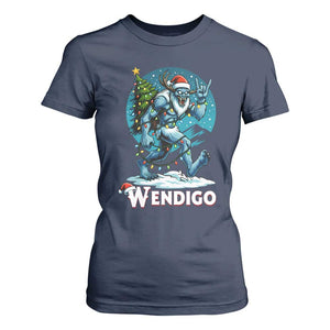 Funny Wendigo Monster Christmas T Shirt For Women Rock On Hand Meme Xmas TS14 Navy Print Your Wear
