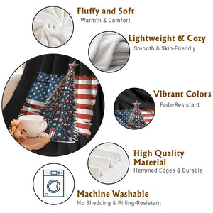 Patriotic American Flag Christmas Throw Blanket TS14 Print Your Wear